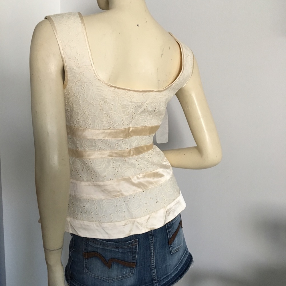 Nanette Lepore Button front eyelet tank top with ribbon tiers - Picture 5 of 8